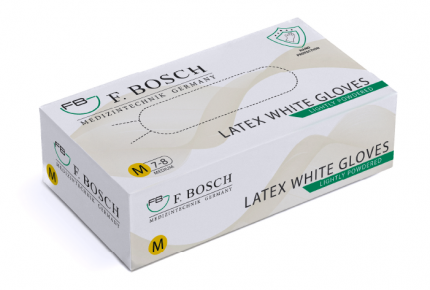 Перчатки латексные F. Bosch белые с пудрой