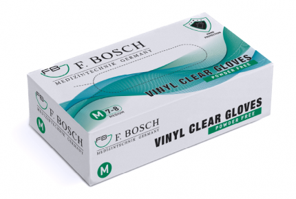 Перчатки виниловые F. Bosch белые (прозрачные) без пудры