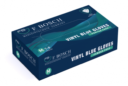 Перчатки виниловые F. Bosch синие без пудры