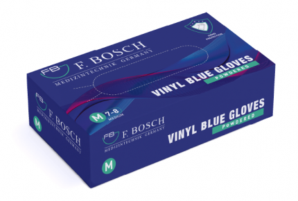 Перчатки виниловые F. Bosch синие с пудрой