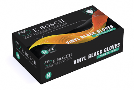 Перчатки виниловые F. Bosch черные без пудры