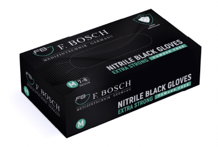 Перчатки нитриловые особо прочные F. Bosch, черные, неопудренные