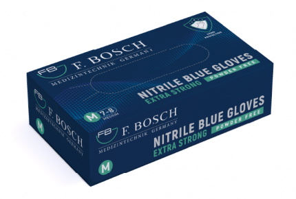 Перчатки нитриловые особо прочные F. Bosch, синие, неопудренные