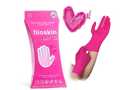 Перчатки нитриловые Filoskin featherpink розовые 20 шт. без пудры